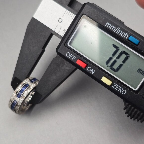 Joancee Sterling Silver Blue & Clear Sapphire Woven Eternity Band Ring Size 5.75 - Picture 8 of 9